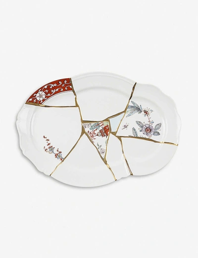 Seletti Kintsugi Porcelain Tray In Multicolor