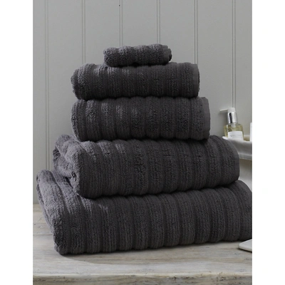 The White Company Ribbed Hydrocotton Super Jumbo Towel In Slate