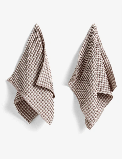 Hay Twist Waffled Cotton Set Of Two Dish Cloths And Two Tea Towels