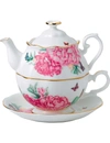 ROYAL ALBERT ROYAL ALBERT WHITE, ROSE AND GREEN MIRANDA KERR FRIENDSHIP TEA SET FOR ONE,53178794