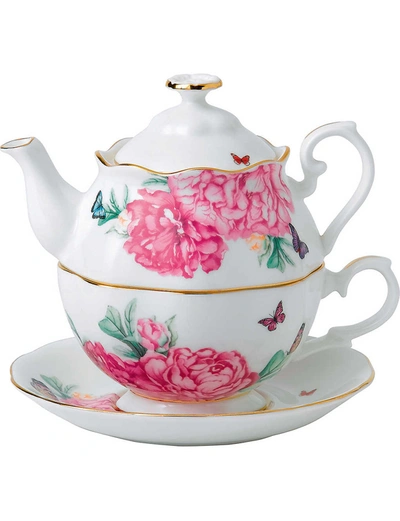 ROYAL ALBERT ROYAL ALBERT WHITE, ROSE AND GREEN MIRANDA KERR FRIENDSHIP TEA SET FOR ONE,53178794