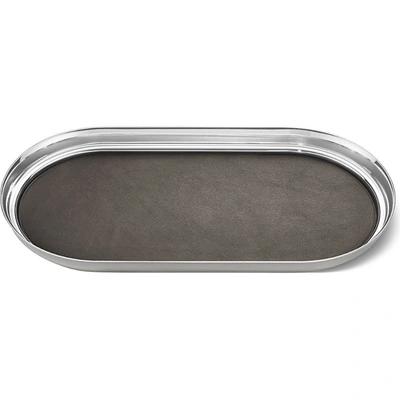 Georg Jensen Manhattan Stainless Steel And Leather Tray 35x18cm