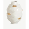 Jonathan Adler White Gilded Gala Round Porcelain Vase