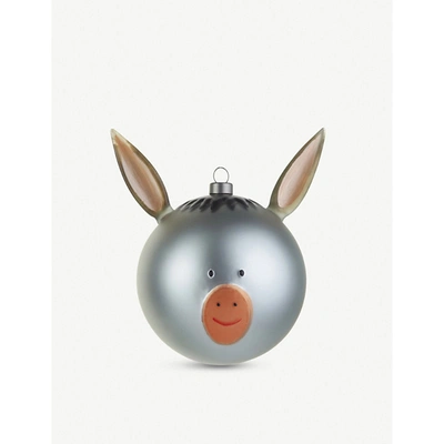 Alessi Asinello Christmas Donkey Glass Bauble 13.5cm In Nocolor