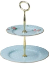 ROYAL ALBERT ROYAL ALBERT GREEN, ROSE AND BLUE POLKA BLUE VINTAGE 2-TIER CAKE STAND,31394819