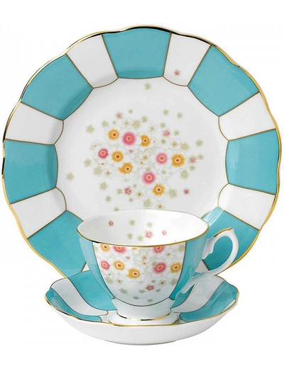 ROYAL ALBERT 100 YEARS MINT DECO 3-PIECE TEA SET (1930'S),66507437
