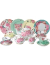 ROYAL ALBERT ROYAL ALBERT WHITE, ROSE AND GREEN MIRANDA KERR FINE BONE CHINA 15-PIECE TEA SET,59365099