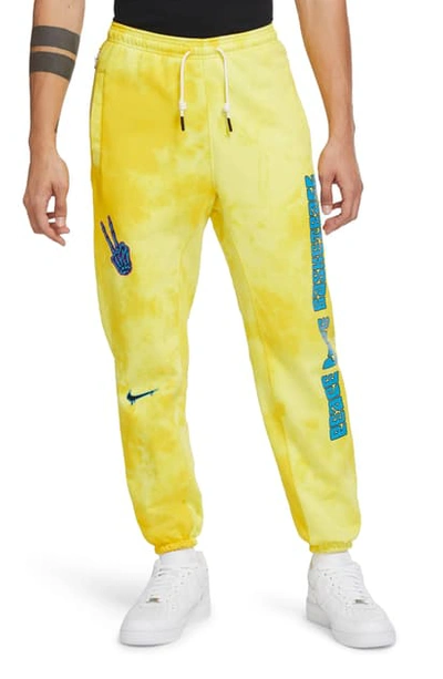 Nike Hardwood Basketball Sweatpants In Speed Yellow/ Black