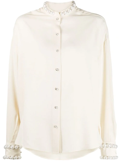 Amen Faux Pearl-embellished Blouse In Off White
