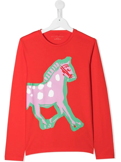 Stella Mccartney Teen Horse-print T-shirt In Red
