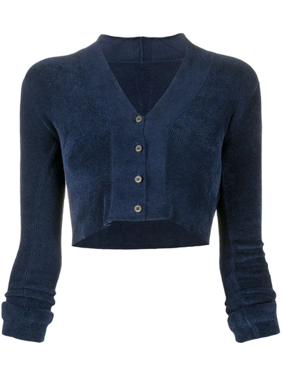 Jacquemus Cropped V-neck Cardigan In Blue