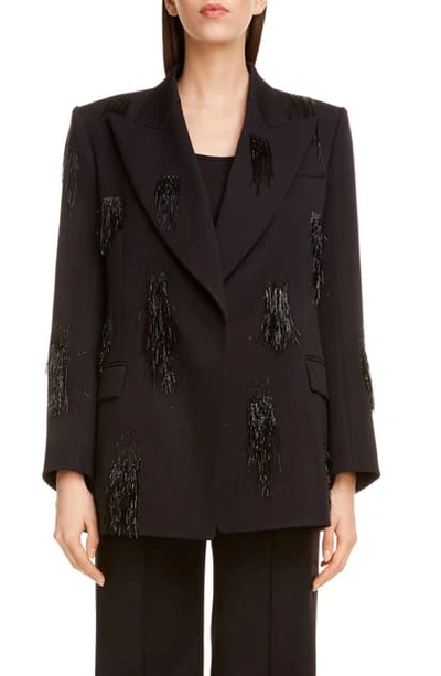 Givenchy Fringe Embellished Double Breasted Blazer In Black