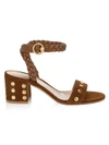 Gianvito Rossi Agnes Studded Suede Sandals In Texas Cuoio