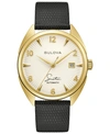 BULOVA MEN'S FRANK SINATRA AUTOMATIC BLACK LEATHER STRAP WATCH 39MM