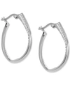 ESSENTIALS CRYSTAL SMALL HOOP EARRINGS IN SILVER-PLATE, 1"