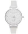 OLIVIA BURTON WOMEN'S LUCKY BEE SHIMMER PEARL LEATHER STRAP WATCH 34MM