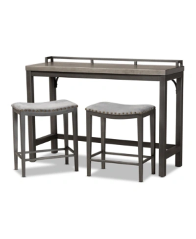 Furniture Noll 3pc Counter Table Set In Grey