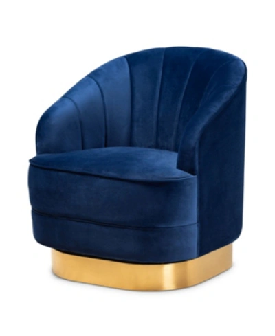 Furniture Fiore Glam And Luxe Upholstered Swivel Accent Chair In Navy