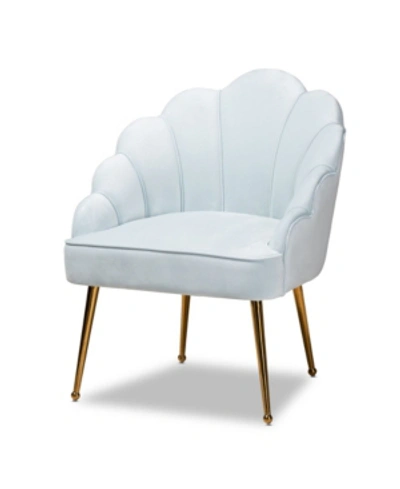 Furniture Cinzia Glam And Luxe Upholstered Seashell Shaped Accent Chair In Blue