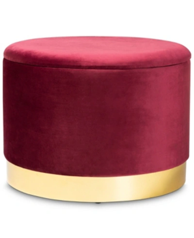 Furniture Marisa Glam And Luxe Upholstered Storage Ottoman In Red