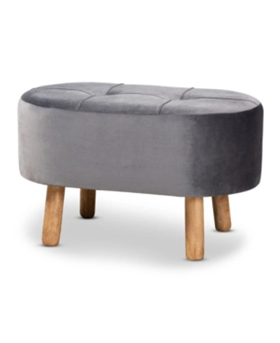 Furniture Simone Mid-century Modern Upholstered Ottoman In Gray