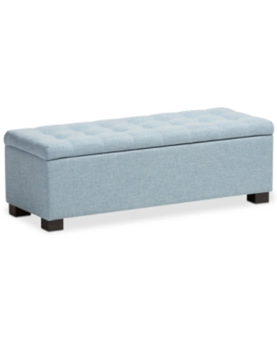 Furniture Roanoke Grid-tufting Storage Ottoman Bench In Light Blue