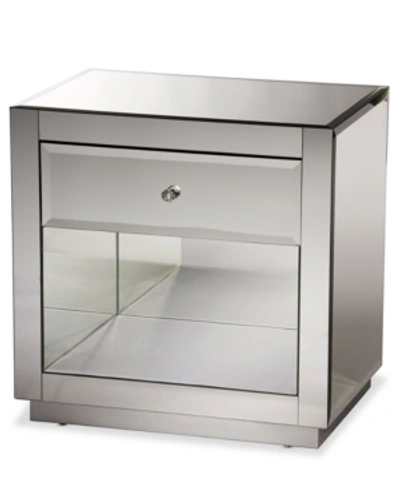 Furniture Otzaurte Nightstand/bedside Table In Silver Mirror