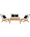 SAFAVIEH CHASTON 4PC OUTDOOR SEATING SET WITH PILLOWS, WHITE