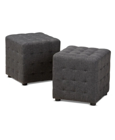 Furniture Elladio Ottoman In Charcoal