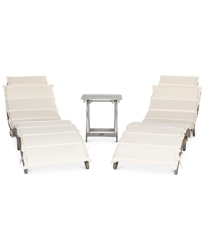 Safavieh Irena Outdoor 3-pc. Lounge Set (2 Lounges & 1 End Table) In White