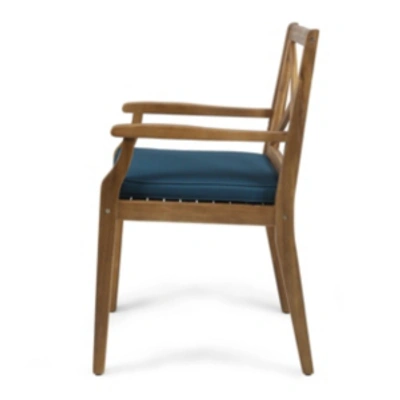 Noble House Perla Outdoor Dining Chair, Set Of 2 In Teak Blue