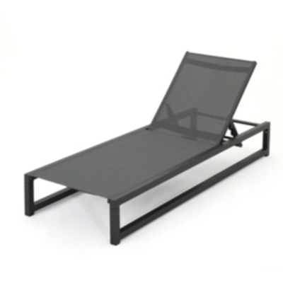 Noble House Modesta Outdoor Chaise Lounge In Black Grey