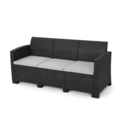 Noble House St. Paul Outdoor Sofa In Charcoal