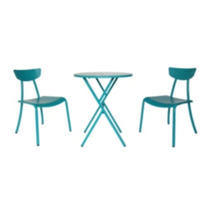 Noble House Taro Outdoor 3pc Bistro Set In Teal