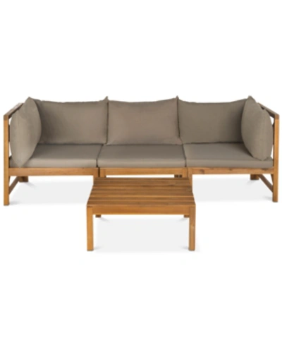 Safavieh Pieter 4-pc. Outdoor Sectional With Coffee Table In Teak Brown,taupe