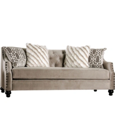 Furniture Of America Port Smith Upholstered Sofa In Suede