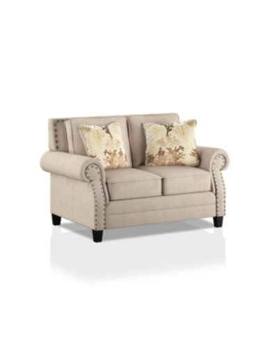 Furniture Of America Lakemont Upholstered Loveseat In Beige