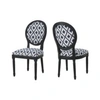 Noble House Hiro Chevron Dining Chairs (set Of 2) In Navy Blue