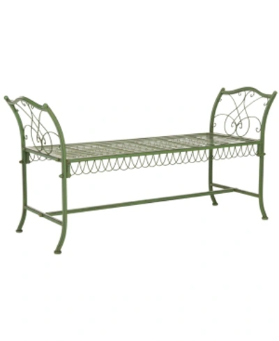 Safavieh Arona Wrought Iron 51in W Outdoor Garden Bench In Green