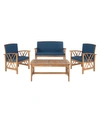 Safavieh Fontana 4pc Outdoor Seating Set In Navy