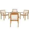 Safavieh Chante Round Table 5-piece Indoor/outdoor Dining Set In Teak