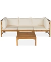 Safavieh Lynwood Modular Outdoor Sectional In Teak Brown/beige