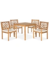 Safavieh Del Outdoor Mar 5 Pc Dining Set In Teak Brown/beige