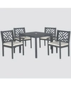 Safavieh Glendyn Outdoor 5-pc. Dining Set (1 Dining Table & 4 Chairs) In Grey/beige