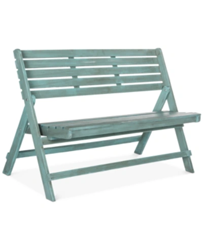 Safavieh Wilson Outdoor Folding Bench In Blue