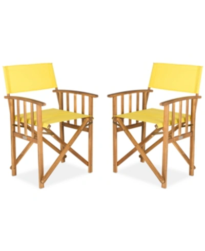 Safavieh Laguna Outdoor Set Of Two Director Chairs In Teak Look/yellow