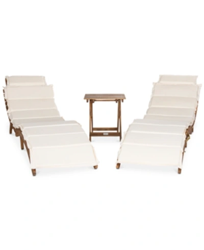 Safavieh Irena Outdoor 3-pc. Lounge Set (2 Lounges & 1 End Table) In Beige