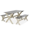 Safavieh Marina Outdoor 3pc Dining Set With 63in Table And 2 Backless Benches In Grey