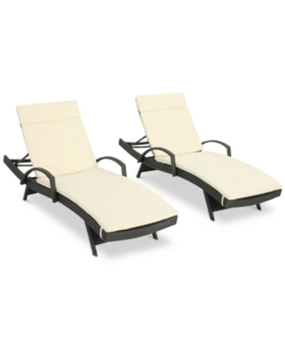 Noble House Baja Outdoor Chaise Lounge (set Of 2) In Ivory