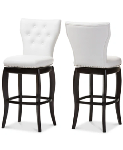 Furniture Sycily Swivel Bar Stool (set Of 2) In White